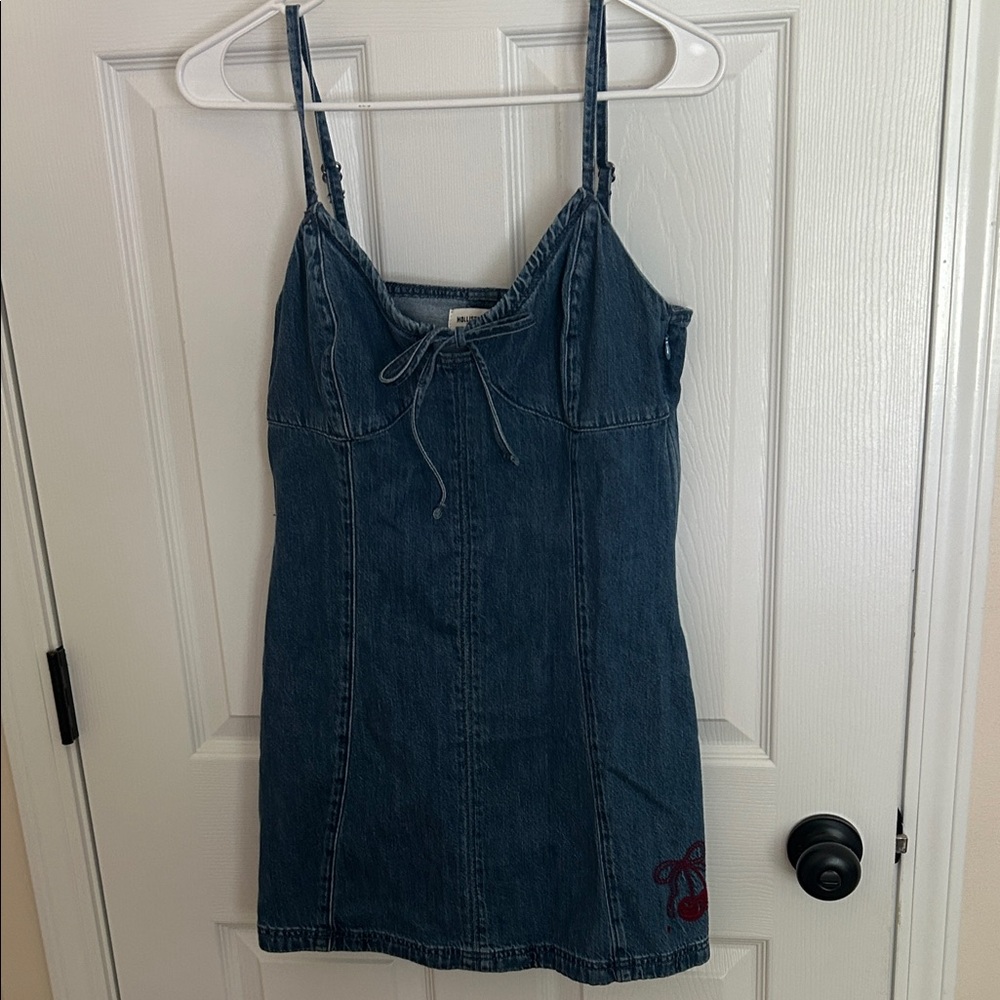 Hollister Denim Slip Dress with Tie Front